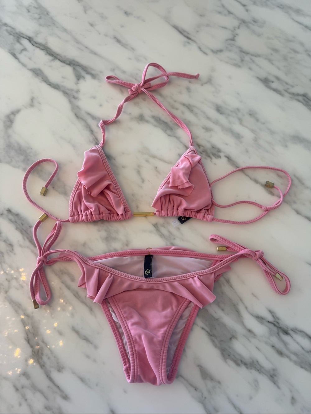 Pink Ruffle Triangle Bikini for Kids - Swim